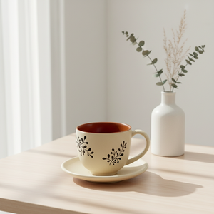 สินค้าคุณภาพพรีเมียม 3461045-0.23 ชุดถ้วยและจานรองทำจากเซรามิก ลายพิมพ์พฤกษศาสตร์ ผิวด้าน - Product Image 5