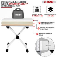 Z-Style Adjustable Piano Keyboard Stand with Thick Padded Bench and Riser KS Z1 WH HD WHLS+KBB WH HD Keyboard Stool