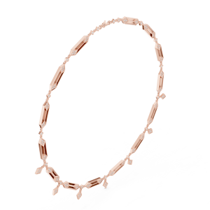 Collier à maillons géométriques en or rose avec accents de diamants cultivés en laboratoire |   Bijoux fins minimalistes modernes pour femmes, cadeau - Product Image 4