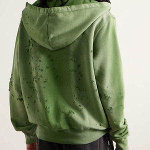 Sweat-shirt à capuche zippé vert pour homme, coupe classique, imprimé, en coton French Terry, décontracté, pour l'automne - Product Image 4
