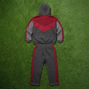Ensemble de survêtement pour homme, noir et gris, avec sweat à capuche zippé et pantalon large, ensemble assorti bicolore, tenue streetwear décontractée à capuche - Product Image 5