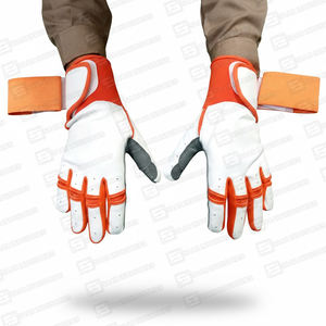 Los mejores guantes de bateo de béisbol y softball, combinación de Color blanco, gris y naranja única, estilo de puño largo, más suave para entrenar sólido - Product Image 2
