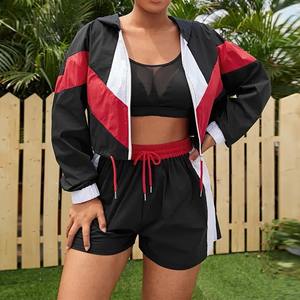 Conjunto de Pantalones Cortos de Dos Piezas a la Moda, Chaqueta con Capucha y Cremallera, Conjunto Deportivo para Mujer - Product Image 6