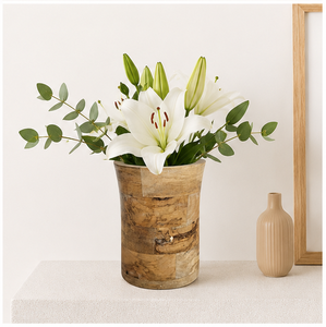 Handcrafted Natural Wooden Flower Vase for <b>Home</b> Decor Tabletop Centerpiece Eco-Friendly Wood Pot for Living Room & Office - Product Image 2
