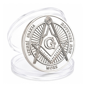 Moneda Conmemorativa Masónica Plateada VIRTUS JUNXIT MORS NON SEPARABIT de la Logia Azul Maestra Masona - Product Image 1