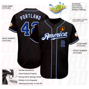 Maillot de baseball col en V vierge imprimé numériquement, personnalisable pour équipe, en Spandex et Polyester, anti-bactérien, protection UV, 220g, service OEM - Product Image 3