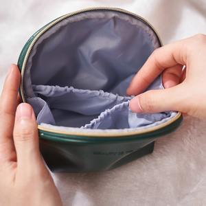 Custom Logo High-End PU Leather <b>Mini</b> Oval Storage <b>Bag</b> Zipper Fashionable Modern Design for Jewelry <b>Gift</b> Packaging Portable - Product Image 4