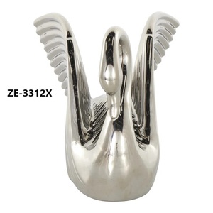 Figura de Cisne Plateada de 10.55 Pulgadas, Escultura Moderna de Animal, Decoración para el Hogar, Artesanía Metálica Artística, Acero Inoxidable Pulido - Product Image 3