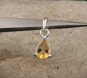 Pendentif en citrine naturelle, argent sterling 925 plaqué platine, pierre précieuse jaune vintage, bijoux unisexe, pierre de naissance de novembre, vente en gros - Product Image 1