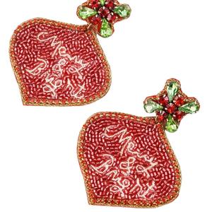 Boucles d'oreilles pendantes à la mode fantaisie joyeuses et lumineuses avec broderie de perles de rocaille de luxe à la main Design multicolore à la mode unisexe - Product Image 1