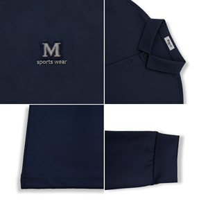 Chemise pour homme Macci à manches longues, jersey extensible, couleur unie, logo brodé sur le devant, décontractée, tissée, respirante, mélange polyester/coton - Product Image 4
