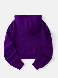 Sudadera de forro polar con cremallera corta y cuello alto para mujer, ideal para entrenamiento, descanso o moda de invierno. - Product Image 2