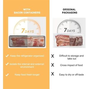 Stainless Steel Airtight Bacon Container with Lids for <b>Refrigerator</b> Food Storage Cheese Storage Containers - Product Image 3