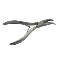 1 Pince à bec courbé de luxe en acier inoxydable argenté de 5 pouces, à pointe étroite/ Large, pour extensions capillaires, usage domestique, modèle de marque personnalisé
