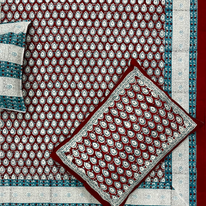 Nueva Sábana King Size Hecha a Mano con Estampado de Bloques de Jaipur, 100% Algodón, Suave, Duradera, con Tinte No Tóxico, Diseño Floral, para Uso Doméstico y Hotelero - Product Image 1