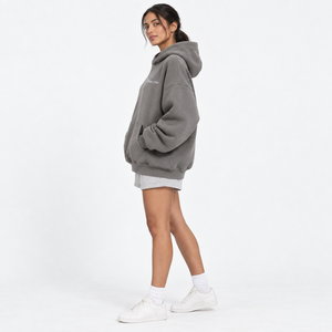 Oversized <b>Longline</b> Hooded Pullover Women's Fleece <b>Hoodie</b> Drop Shoulder Cotton Fleece OEM Custom Clothing Factory Factory Supply - Product Image 3