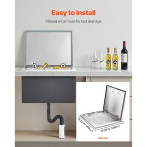Contenitore refrigerante commerciale in acciaio inox da incasso 20L x 16W x 13H (44,7 Quart) con coperchio a ribalta per esterni - Product Image 5