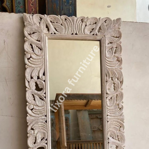 Luxury Handcrafted Solid Wood Wall <b>Mirror</b> Frame Ornate Royal Victorian Floral Scroll Carving Brown - Product Image 2