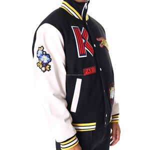 Blousons de baseball Letterman vintage universitaire unisexe avec logo personnalisé bombardiers en laine vêtements de rue d'hiver en fourrure de mouton grande taille en peau de vache - Product Image 4