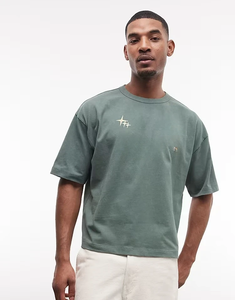 T-shirt homme coupe ample en coton épais délavé style vintage, épaules tombantes, imprimé graphique, style urbain - Product Image 4