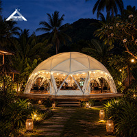 Tente Dôme de Luxe BOTEEN pour Glamping, Villa, Hôtel, Resort, Membrane Tensile 950G, 12x12x4.9M, Connecteurs en Tube d'Acier Galvanisé 50x70mm