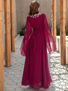 Vestido Abaya Musulmán AN11950 ENVAFA de Lujo, Hecho a Mano, Elegante, Transpirable, de Chifón con Cuentas, Largo hasta el Suelo, de Manga Larga - Product Image 2