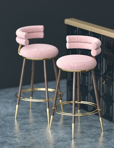 Tabouret de bar moderne en tissu avec structure métallique et revêtement moelleux pour usage domestique, bar commercial, pub, ou comptoir de bar lounge. - Product Image 4
