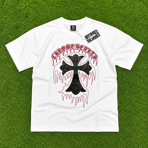 T-shirt streetwear personnalisé coupe classique pour homme, 100% coton, molleton 300g, appliqué en cuir, broderie strass, graphique OEM - Product Image 1