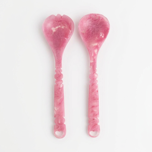 Ensemble de couverts en résine pour salade, faits à la main, vente en gros, personnalisés OEM ODM, cuillère et fourchette à manche sculpté rose, ustensiles de cuisine DECORYUG - Product Image 1