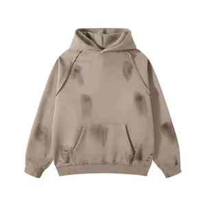 Sudaderas con capucha personalizadas para hombre, lavadas con piedras, hechas a medida, MOQ bajo, marca privada, básicas, de mezcla de algodón, lavadas con piedras - Product Image 1