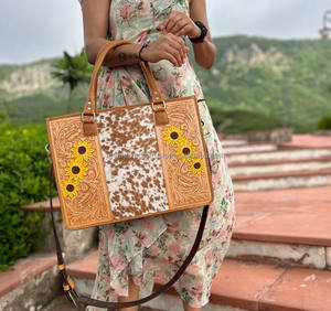 Bolso de mano de piel de vaca auténtica, elegante de nuevo diseñador bolso de cuero, bolsos tallados a mano para ocultar el pelo para mujeres multiusos - Product Image 3