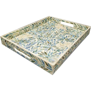 Hermosas bandejas de servir de madera con perlas, de forma rectangular, para mesa de comedor, para servir comida y bebidas, suministros para el hogar y hoteles. - Product Image 3