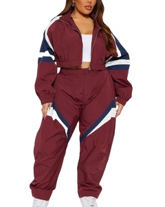 Conjunto de Dos Piezas de Invierno para Mujer, Talla Grande, Chaqueta Cortavientos Vintage con Cierre, Bordado, Chándal Deportivo de Forro Polar, Impermeable, de Secado Rápido - Product Image 1