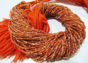 Perles de cornaline mystique facettées en rondelle, naturelles, de 2 mm, brin de 13 pouces - Product Image 2