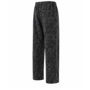 <b>Men</b> Acid Wash Fleece High Waist Vintage <b>Jogger</b> Pants Custom Streetwear Casual <b>Loose</b> Fit Gym Training Bottoms Wholesale OEM - Product Image 3
