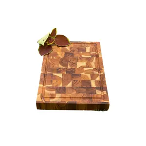 Meilleure vente en gros ensemble de cuisine écologique naturel bambou teck acacia planche à découper bloc à découper logo personnalisé et poignées de taille