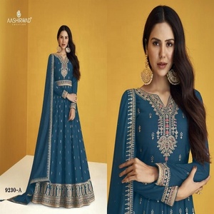 Georgette คุณภาพดีที่สุดพร้อมลําดับการเย็บปักถักร้อยพร้อมงานเข้ารหัสชุด Anarkali Salwar สําหรับงานแต่งงานและงานปาร์ตี้ - Product Image 1