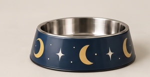 Gamelle Moderne en Métal Rond Anti-Renversement pour Animaux de Compagnie, Motif Ciel Nocturne Céleste, avec Base Antidérapante en Caoutchouc, Vente en Gros - Product Image 3