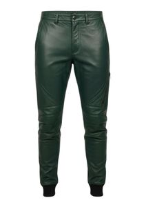 Men's Green Hooded Leather Moto <b>Jacket</b> with Snap Pockets and Zip Closure Regular Fit Winter Style - Product Image 5
