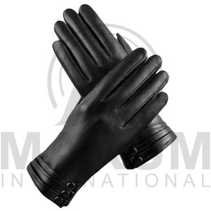 Wholesale Ladies Black Color Fashion Hand Dress Winter Leather Gloves & Driving Gloves - Product Image 3