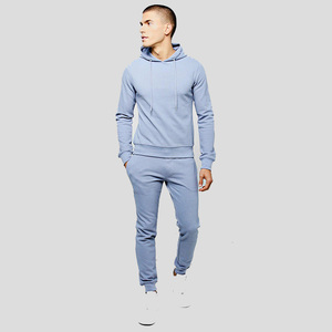 Conjunto Deportivo con Capucha Azul Claro para Hombre, Sudadera y Pantalones de Algodón de Color Sólido, Ropa Casual de Otoño, Corte Regular - Product Image 2