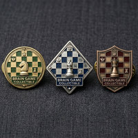 Patrón de Tablero de Ajedrez para |   Insignia de Esmalte de Lujo |   Regalo Corporativo, Juego de Inteligencia Coleccionable |   Fundición a Presión de Zinc con Logotipo Personalizado OEM