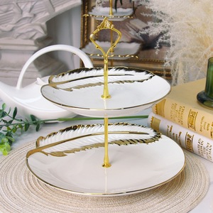 Pristine White Ceramic <b>Dinnerware</b> <b>Set</b> Grand Hand-Painted Gold Feather-Edge Trim Square Bowl Plate Eco-Friendly BPA Free Hotel - Product Image 5