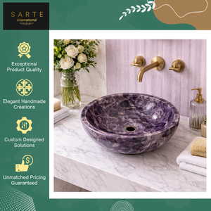 Wholesale Exporter Selling Tabletop Home <b>Decor</b> Modern Eco-Friendly Marble Luxury <b>Bathroom</b> Sink Wash Basin from India - Product Image 4