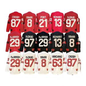 2026 Heren rood zwart wit Canada ijshockeyshirt geborduurd # 97 Connor McDavid # 29 Nathan MacKinnon # 8 Cale Makar - Product Image 1