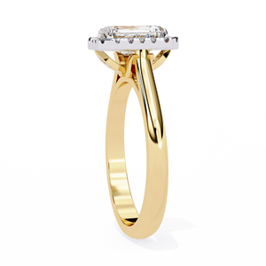 Stunning 2.50ct Radiant Cut Lab Grown Diamond Halo Engagement Ring with Pave Diamond <b>Frame</b> and Polished Two Tone Gold Band - Product Image 6