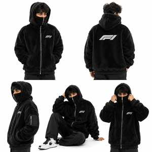 Wholesale Oversized Custom <b>Zip</b> Up Face Cover Hood Jacket Winter Streetwear Cargo <b>Pocket</b> Oversized Men's Cotton Fleece <b>Hoodies</b> - Product Image 5