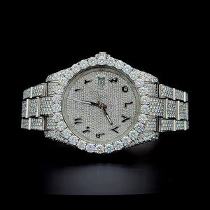 Reloj de Lujo para Hombre con Movimiento de Cuarzo, Correa de Acero Inoxidable, Bisel Plateado, Estilo Rapper, Edición Limitada Vintage - Product Image 1