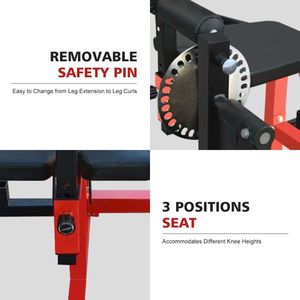Machine de musculation multifonctionnelle pour les jambes, réglable et robuste, pour exercices de flexion et extension des jambes, équipement de gym à domicile - Product Image 6