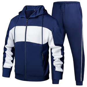 Conjunto Deportivo de Invierno para Hombre con Capucha y Bloques de Color, Sudadera con Cremallera Completa y Pantalones Jogger, Ropa Deportiva Casual para Gimnasio y Running - Product Image 1